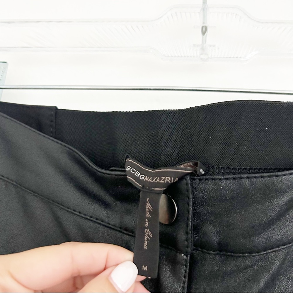 BCBGMaxAzria Stephen Black Faux Leather Paneled Skinny Pants Size Medium (M) - Picture 5 of 9